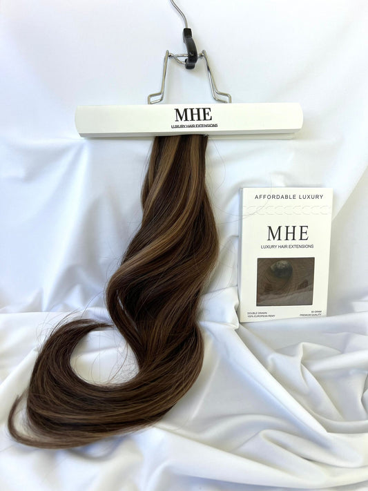 2/6 Medium Brown/Light Chestnut tape in hair extensions