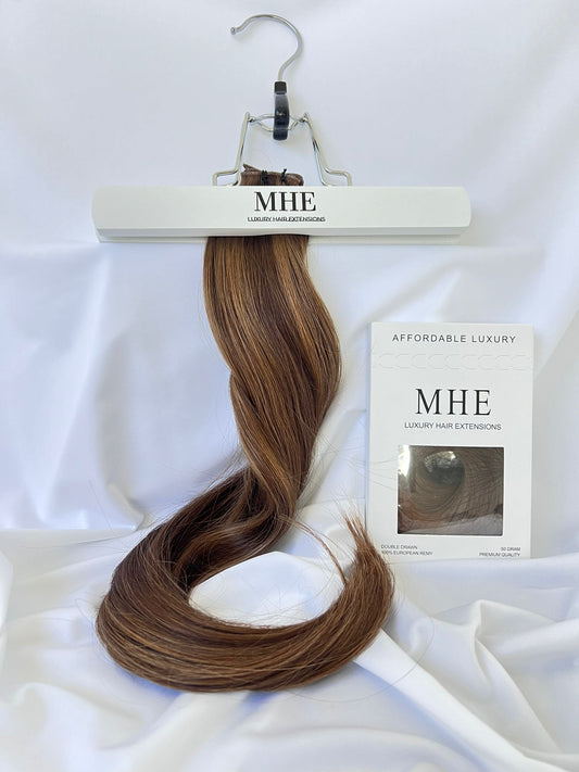 4/8 chocolate golden blonde clip in hair extensions