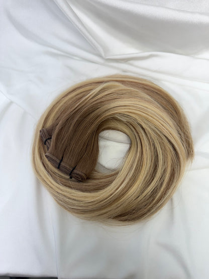 '50G' ULTIMATE SIGNATURE WEFT HAIR-BALAYAGE 6 - 6/60 LIGHT CHESTNUT BROWN & BLONDE 80/20